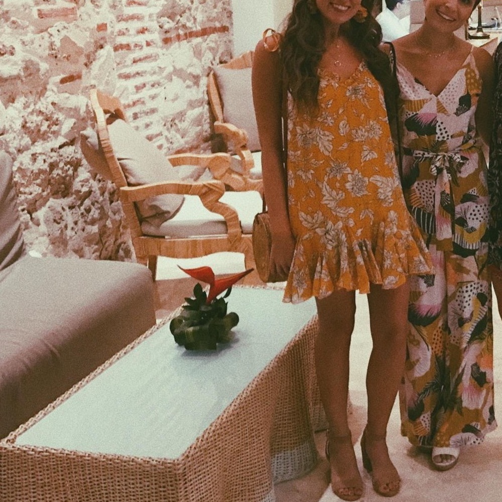 Mustard floral dress